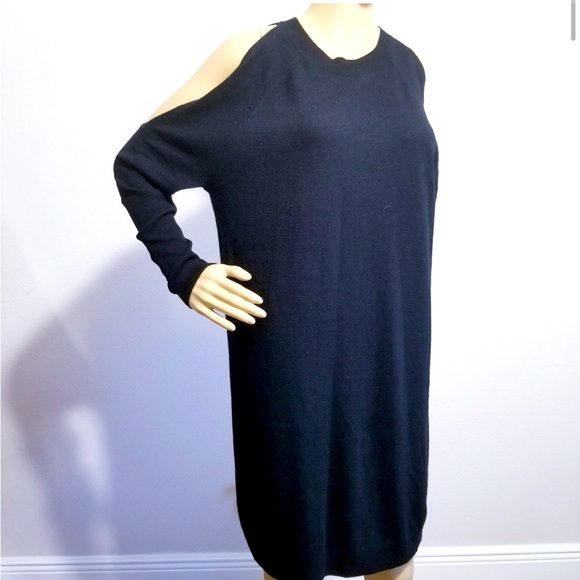 SAKS 5TH AVENUE Black Merino Wool Dress - Picture 1 of 6